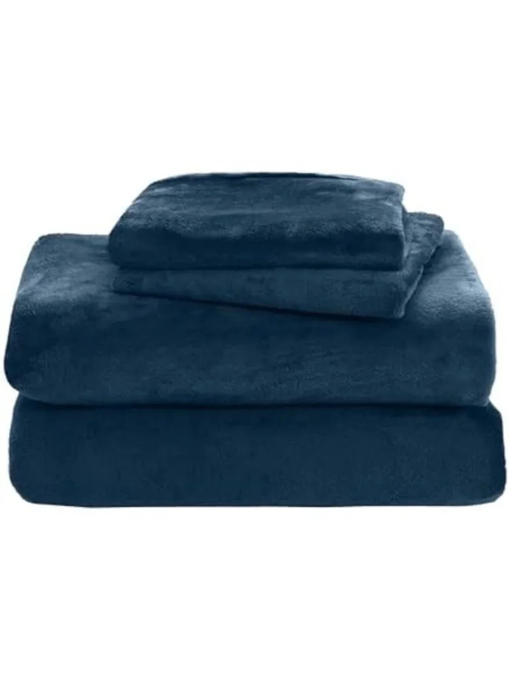 Cozy Velvet Plush Flannel Sheet Set - 4-Piece Deep Pocket Twin XL, Navy - Soft